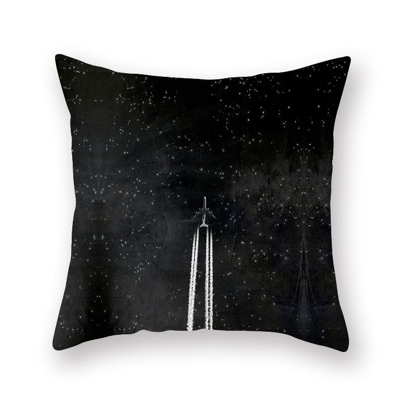 45x45cm Black Geometric Printed Pattern Polyester Cushion Cover for Home Living Room Sofa Decoration Throw Pillow Pillowcase