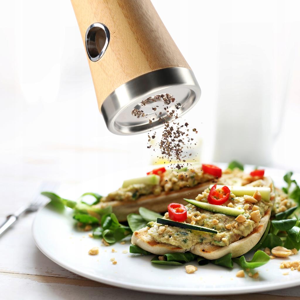 KADAX Młynek Do Pieprzu Soli Przypraw Ręczny Bambusowy Ziół Kuchennych Drewniany