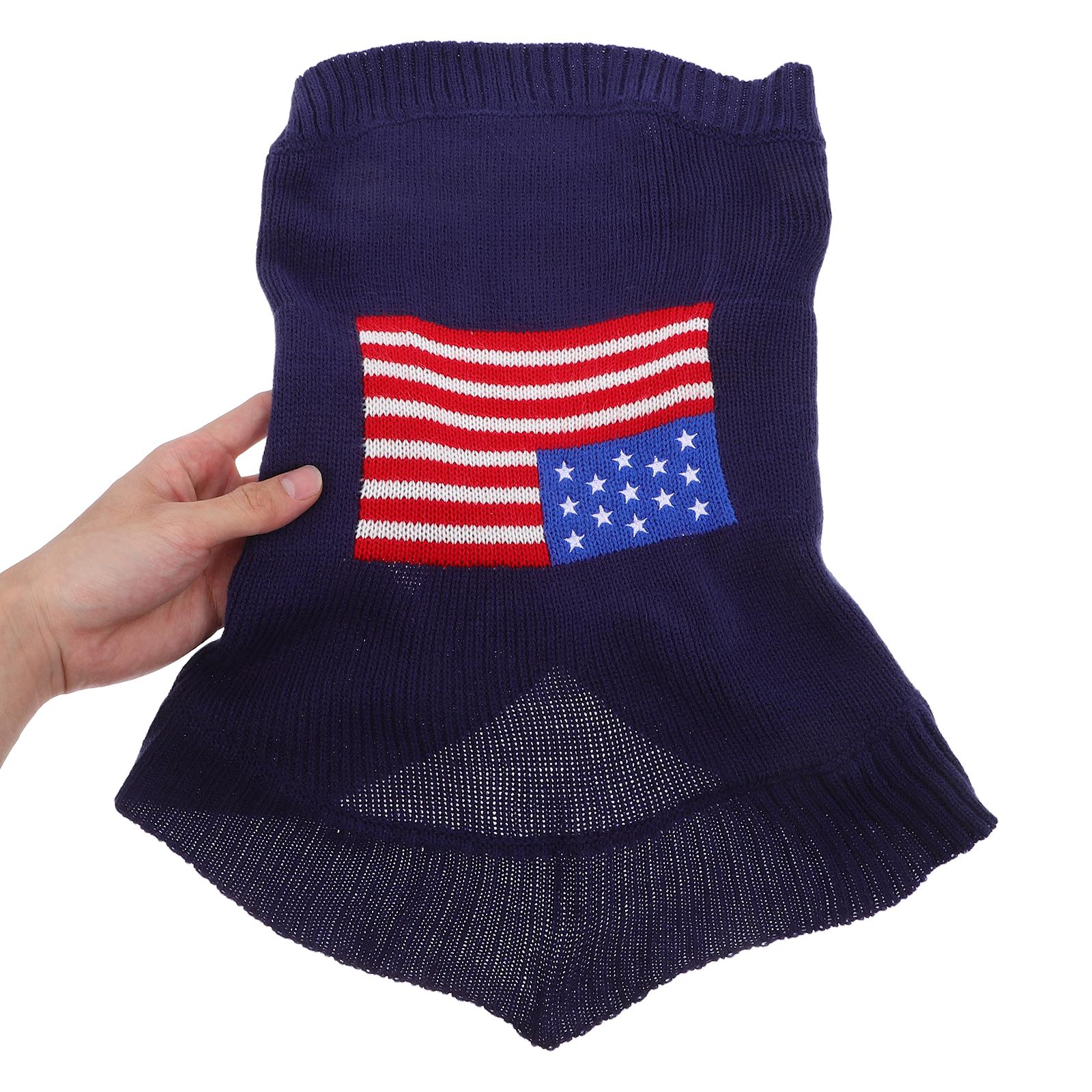 

Pet American Flag Sweater Dog Holiday Costume For Christmas Puppy Outdoor Party Small Dog Clothes Winter XL