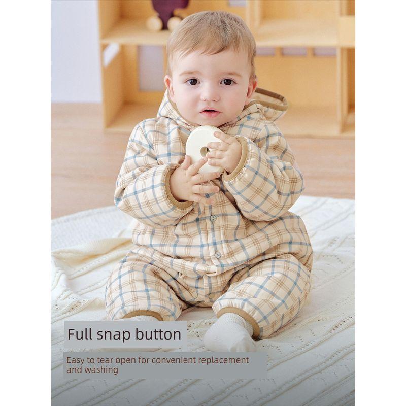 David Bella Kidsren's Quilted Rompers for Boys 2026 New Pure Cotton Plaid Jumpsuit Baby Class a Winter Clothing
