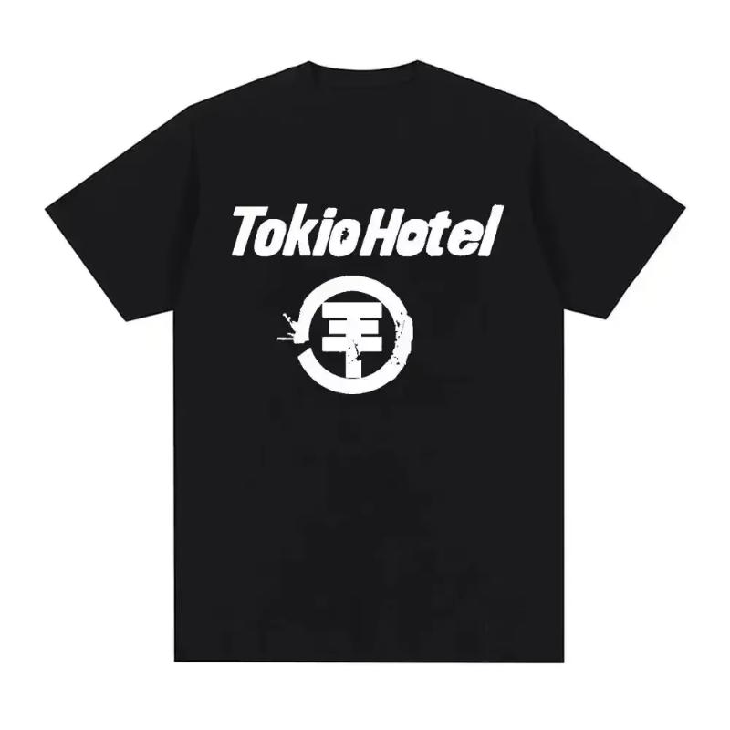 

26 Рок-группа Tokio Hotel Каулиц Принт Футболка Хлопковая Футболка Модная Футболка с Коротким Рукавом Унисекс Женская Хип-хоп Уличная Одежда Футболка Одежда S