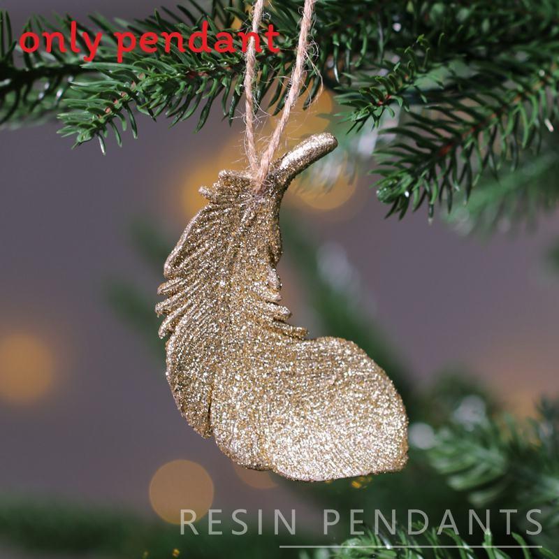 Creative Resin Acorn Deer Antlers Feather Bird Pendant Christmas Decor Props For Festive Scene Enhancement
