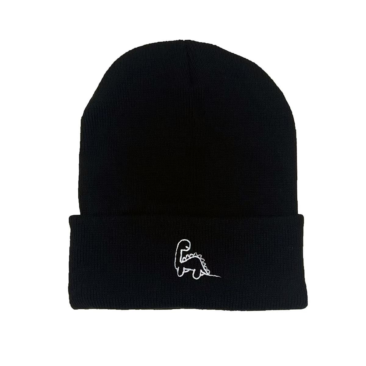 

Шерстяная вышивка вязаные осенние и зимние теплые и бархатные повседневные INS простые уличные средства защиты ушей универсальные мужские и женские вязаные шапки чёрный