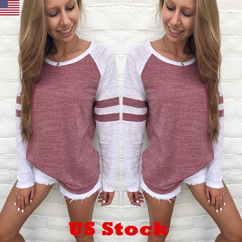 Usa Women Ladies Long Sleeve Casual Tops Shirt Fashion Crew Neck Blouse With Stylish New Design