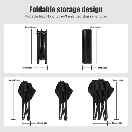 Folding Table Chair 4Pcs Set with 1 Sofa 2 Single Chairs Table, Portable Lightweight Camping Collapsible and Chair, Heavy Duty Lawn for Outdoor,
