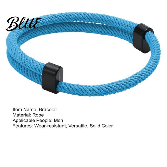 Adjustable Sports Bracelet Men Rope Braided Casual Solid Nylon Color