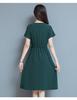 Loose Plus Size Summer Fashion Dress for Middle-Aged & Elderly Women - Solid Color, Mid-Length, Short Sleeves