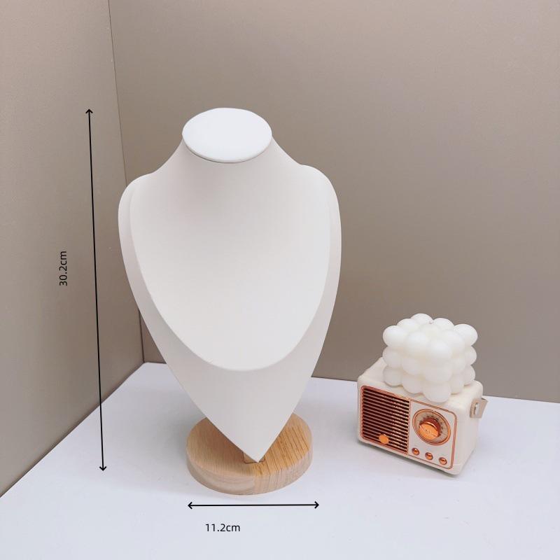 Solid Wood Necklace & Jewelry Display Stand with Portrait Model for Accessories, Rings, and Bracelets