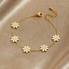 Gold Daisy Flower Enamel Bracelet For Women Dainty Jewelry