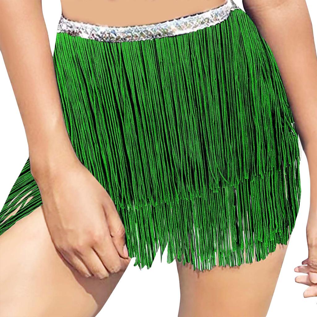 Women's Layered Fringe Dance Skirts Sexy Sequins Ballroom Latin  Skirt Festive Rave  Skirt