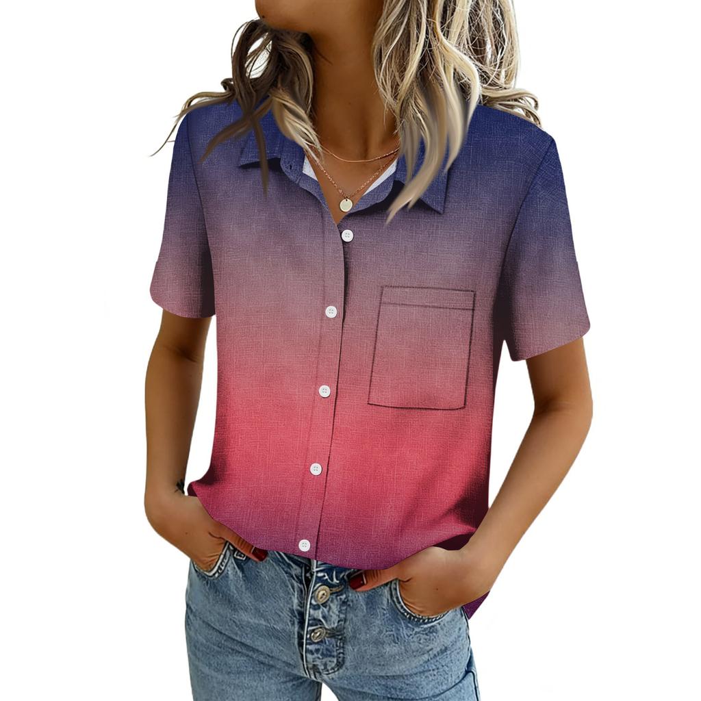 Chemisiers pour femmes à manches courtes boutonnés Chemises Business Casual Élégants Hauts de travail Vêtements d'été et de printemps