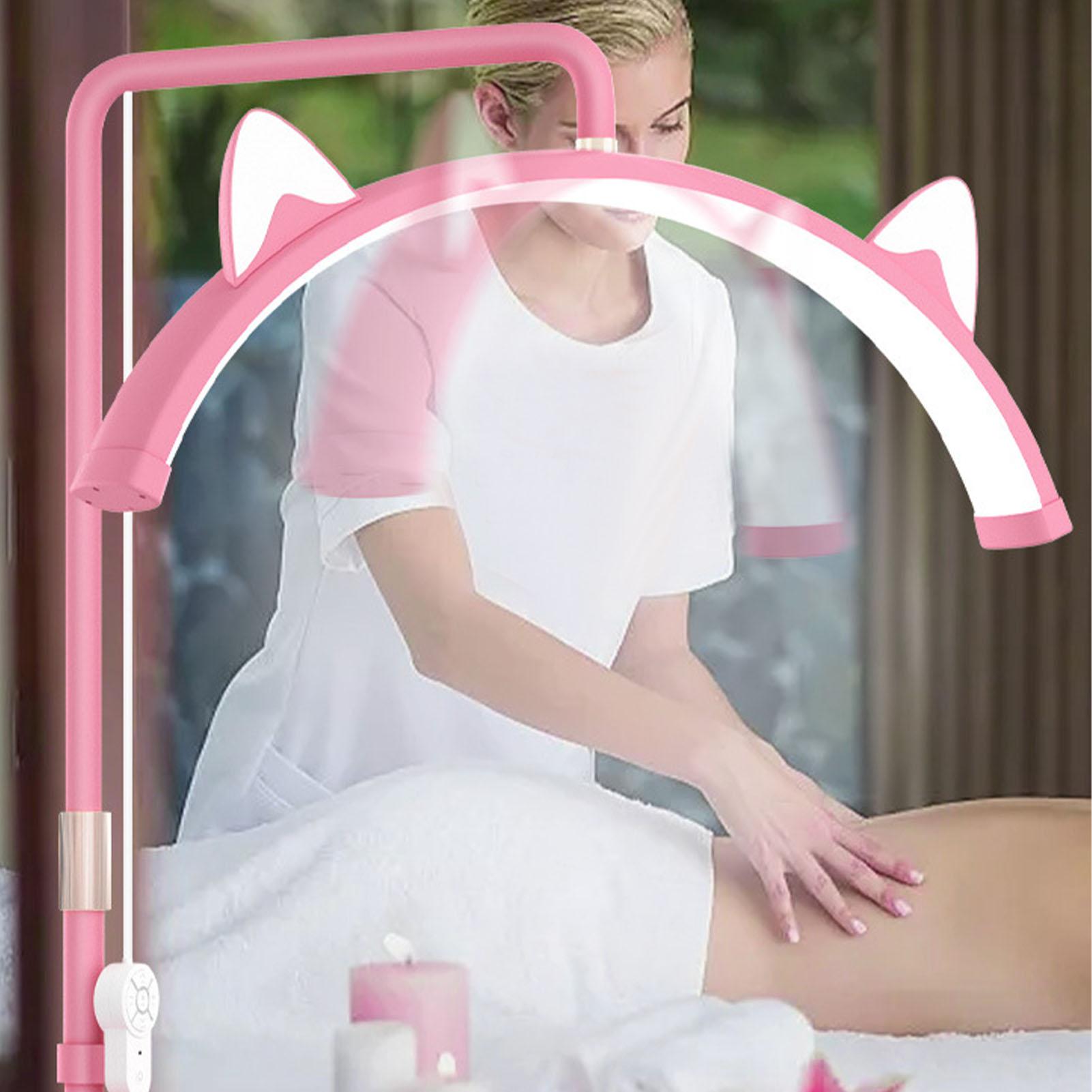 

28-дюймовая лампа в форме полумесяца с кошачьими ушками, U-образная светодиодная напольная лампа для салона красоты, наращивания бровей и ресниц US Plug розовый