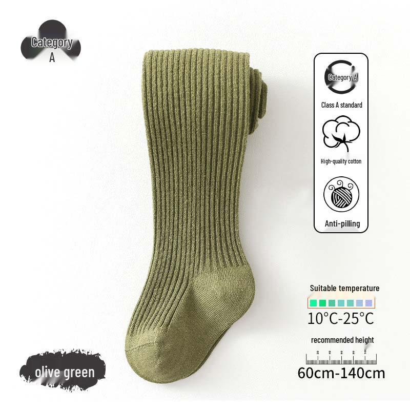 Kids' Combed Cotton Vertical Stripe Pantyhose: Autumn-Winter Leggings & Tights