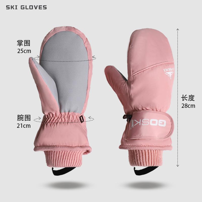 Winter cold-proof velvet windproof ski gloves with fingers stuffed outdoor riding electric vehicle warm female cross mirror