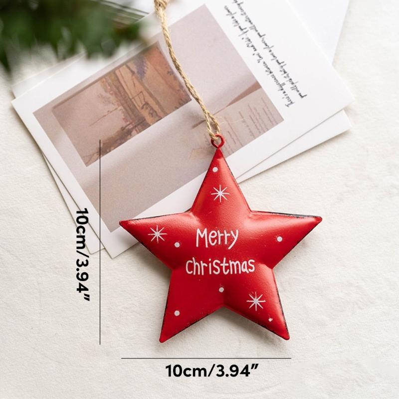 New Iron Christmas Tree Hanging Ornament Christmas Tree Star Snowflake Gift Box Xmas Party Home Decor Pendant Christmas