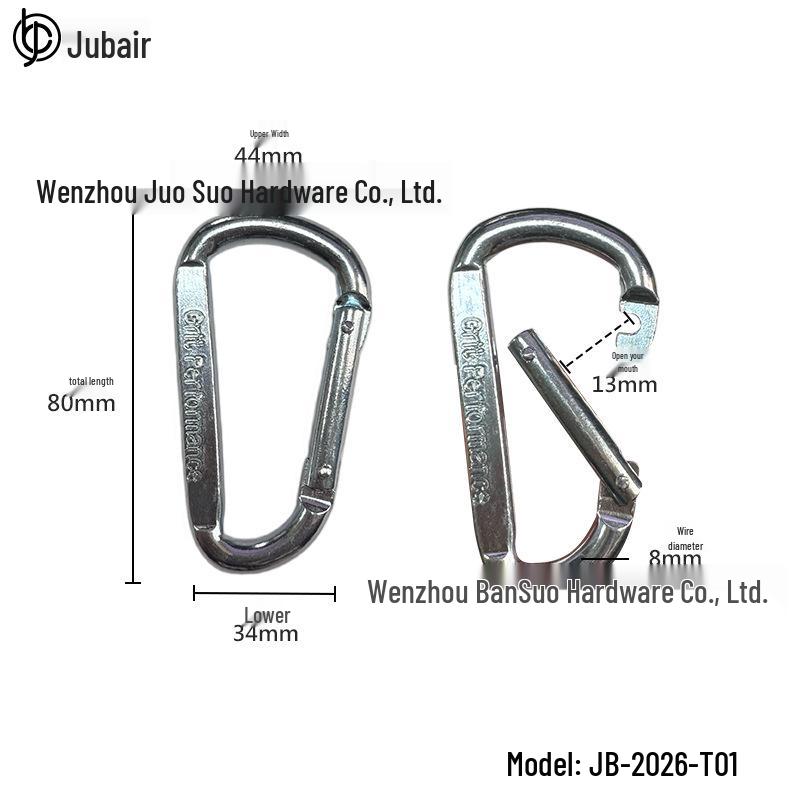 D-shaped Galvanized Carabiner Hook with Quick Link for Bags and Webbing