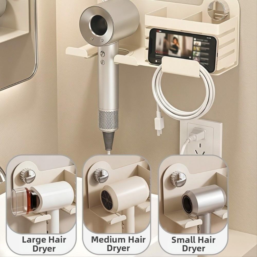 No-Drill Hair Dryer Storage Rack Carbon Steel Hair Straightener Holder Blow Dryer Hanger Bathroom