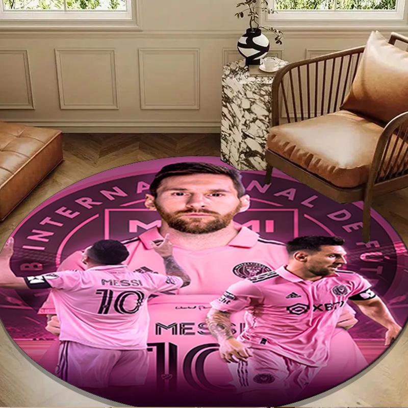 Messi's Pink Round Mat, Anti-slip Circle Carpet Chair Rug For livingroom,Bedroom, Doormat Home Decor Gift Christmas Gifts