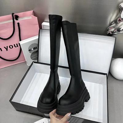 Módní Zimní Dámské Rytířské Vysoké Kozačky Módní Zadní Zip Dámské Elegantní Platformové Ploché Dlouhé Kotníkové Boty Krátký Plyš Dámská Obuv