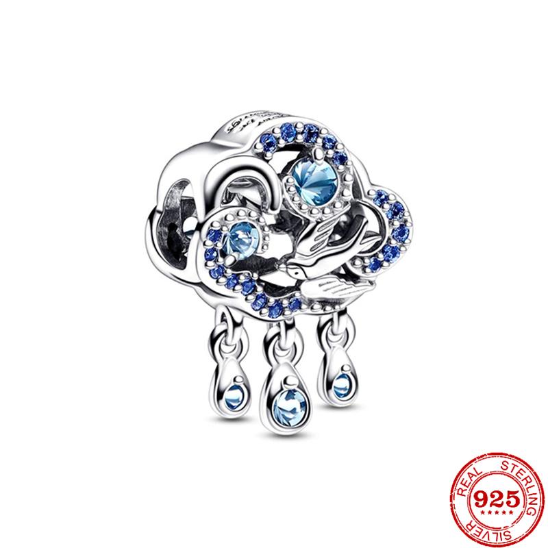 925 Silver Butterfly Four Clover Leaves Flower Charm Bead Fit Original Pendant Bracelet Necklace Jewelry Gift For Women