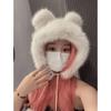 Winter Warme Frauen Flauschigen Gehörschutz Hut Bär Ohren Pom-pom Strap Warme Nachahmung Nerz Haar Süße