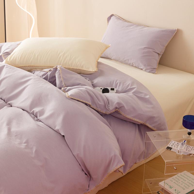 Purple Yellow Bedding Set Solid Color Duvet Cover Set With Pillowcases For Girls Bed Sheet Set for All Seasons