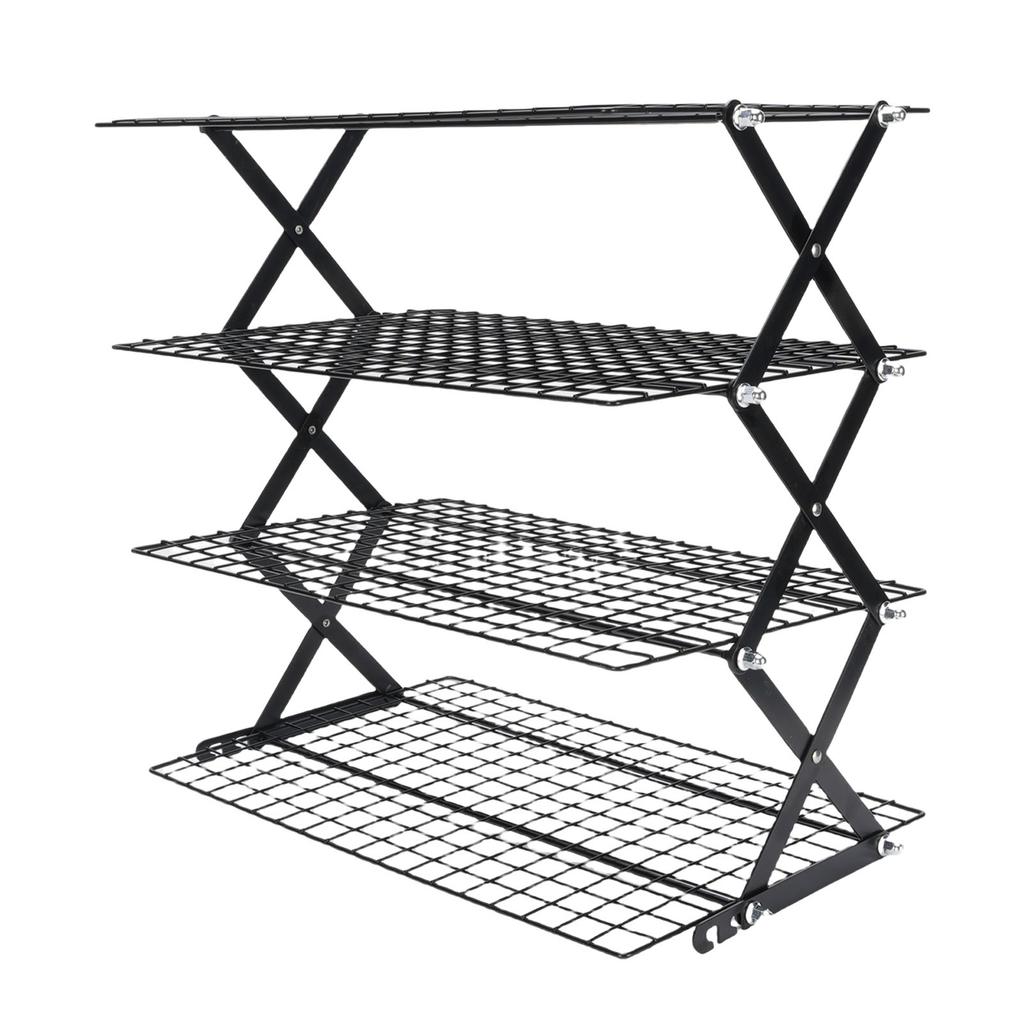 Raft de depozitare pentru blat de bucătărie pliabil din oțel inoxidabil, economisitor de spațiu, cu 4 niveluri pentru uscat alimente, condimente