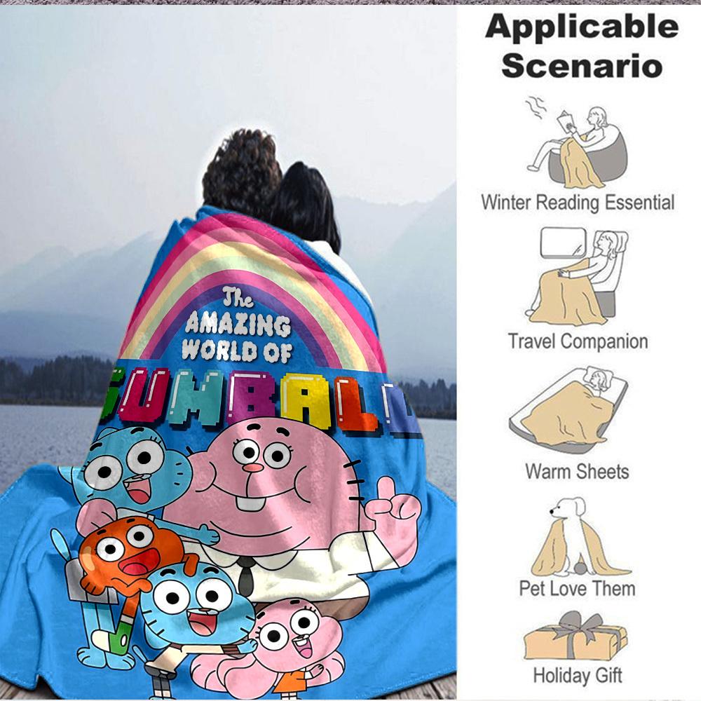 1pc The Amazing World of Gumball Cozy Print Blanket - Lightweight Warm Flannel Throw