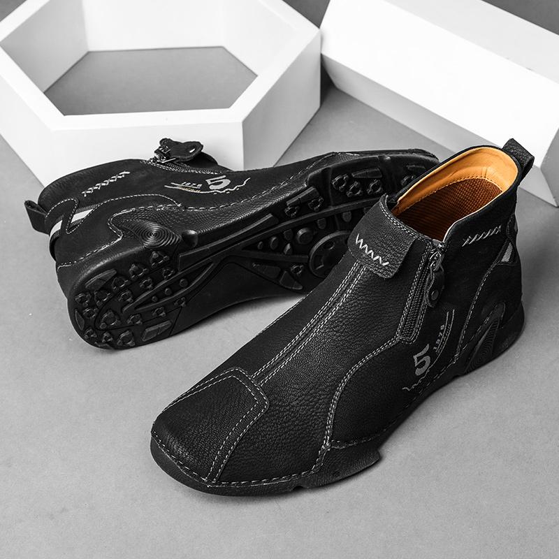 Fashion Winter New Chelsea Men's Boots Suede Ankle Boot British Style Leather Boots Men Fashion Boots Soft Sole Round Head Wedding Boots