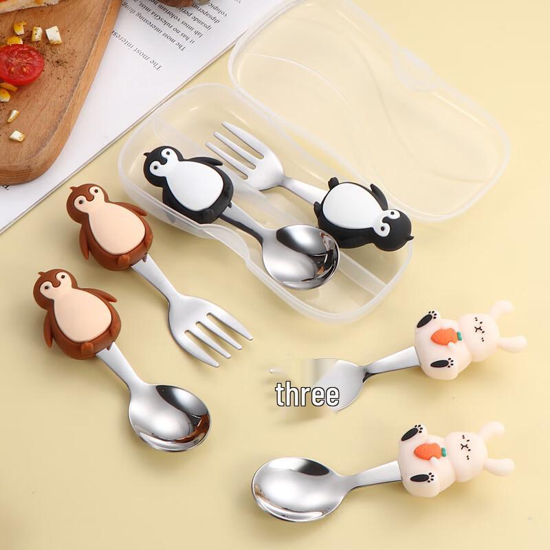 Cute Cartoon Animal 304 Stainless Steel Spoon & Fork Set