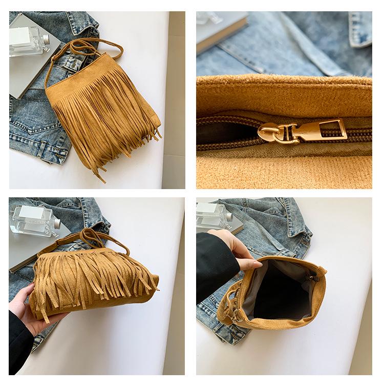 Women's Vintage Suede Tassel Crossbody Bag - Large Capacity and Fashionable (2025)