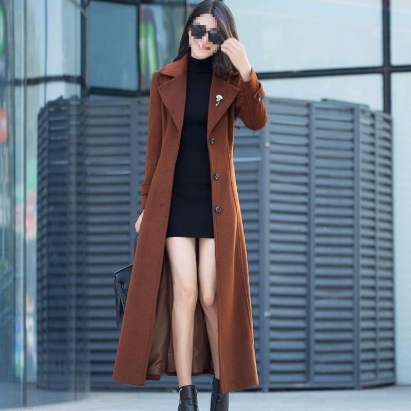 Woolen coat women's new winter thickened woolen coat slim long knee coat women's fashion
