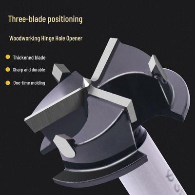 35mm Depth-Stop Hinge Hole Saw with Three-Flute Drill Bit for Woodworking and Cabinet Doors