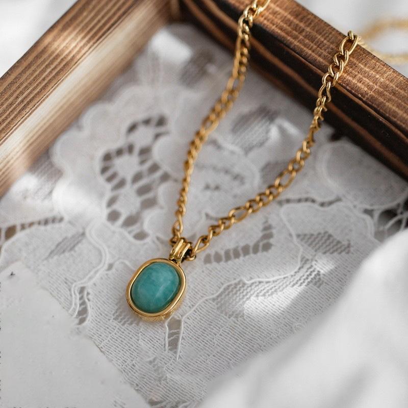 

Ожерелье с бирюзовым кулоном, новая китайская универсальная цепочка до ключиц, простая, легкая, роскошная, темпераментная бижутерия для женщин