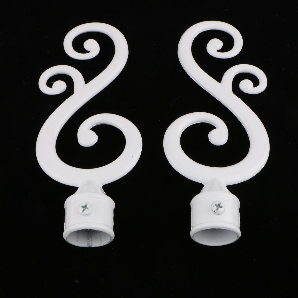 2pcs Curtain Pole Recess Bracket Curtain Rod Finials Window Treatment Hardware