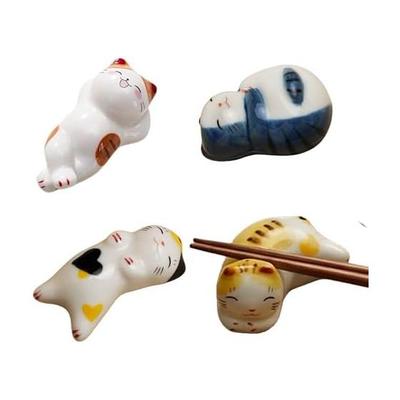 Cute Ceramic Cat Chopstick Rests - Japanese Style Lucky Cat Design, Versatile Desk Ornament, Perfect Gift for Home Decor
