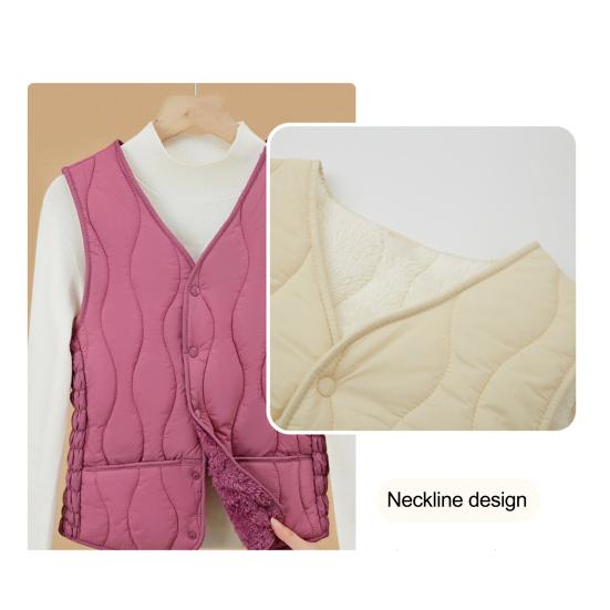 Women's Warm Padded Vest Lightweight Sleeveless Slim Fit Waistcoat Windproof Single-breasted Solid Color Vest for Fall