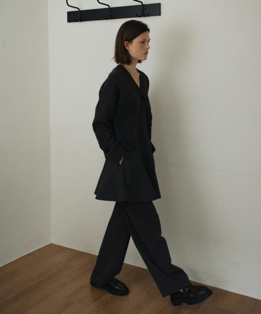 UNNOUT Wool Basic Wide Pants Charcoal
