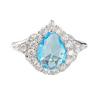 Light Luxury High-End Sea Blue Love Color Treasure Full Of Diamonds Zir*****Pen Ring Niche Exquisite Ring Woman