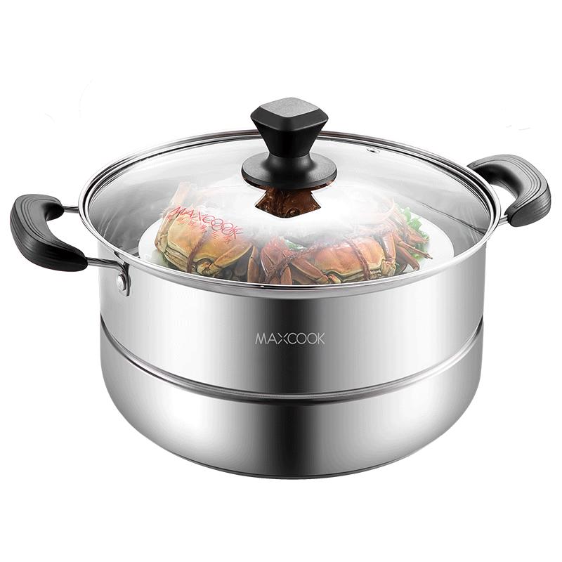 MAXCOOK 30cm Single-Layer Stainless Steel Steamer