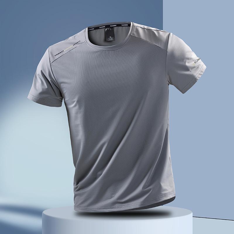 Summer Stretch Ice Silk Short Sleeved T-shirt, Casual Versatile T-shirt