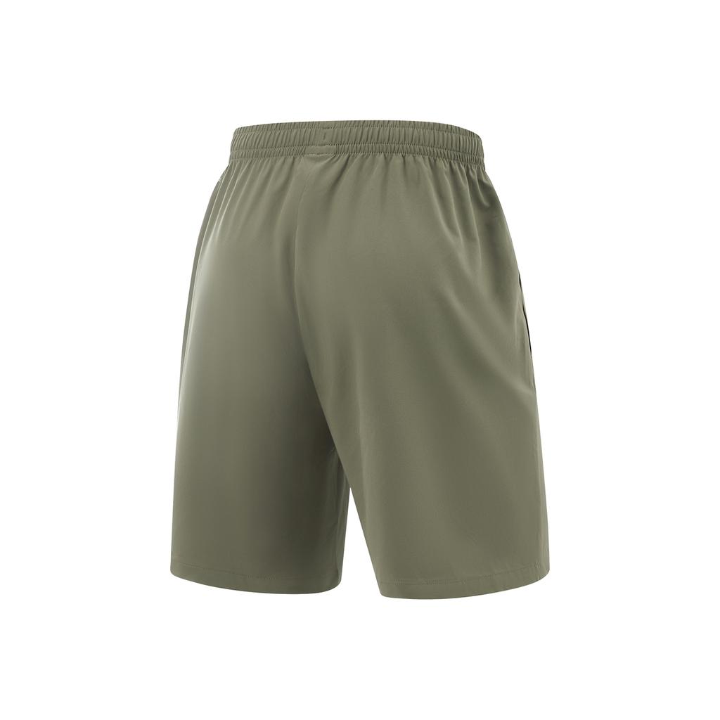 Li Ning Fitness Series Solid Color Mid Waist Drawstring Quick Dry Straight Leg Sports Shorts Men Shorts Tea-Green AKSV111-5