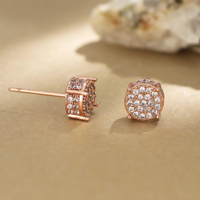 

Popular white k round zircon inlaid stud earrings women, full diamond earrings temperament versatile ear jewelry
