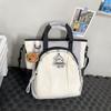 Nylon College Style Girl Backpack With Embroidery And Splicing For School Use