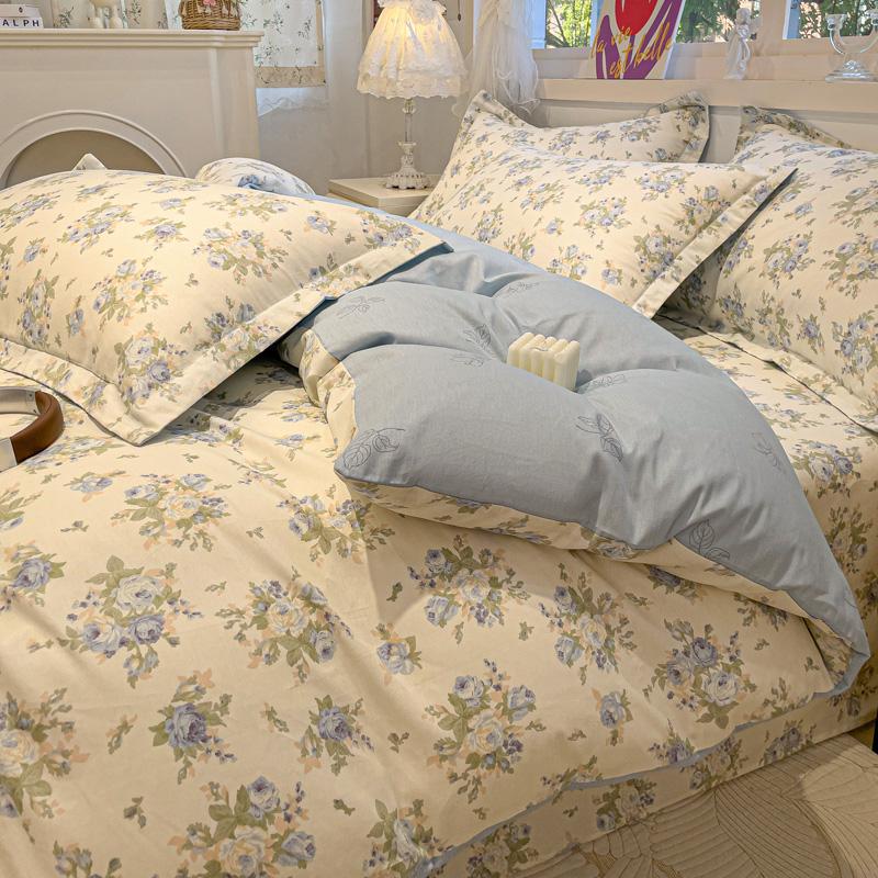 100% Cotton Luxury Floral Style Bedding Set 3 Piece, Duvet Cover Set 1 Duvet Cover 2 Pillowcase,Single/Double/200x200/220x240