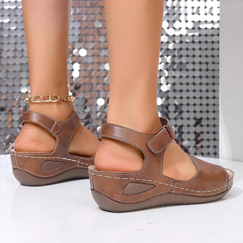 Fashion 2025 Summer White Wedge Sandals Women Lightweight Hook Loop Platform Sandles Woman Thick Sole Non Slip Beach Sandalias Mujer