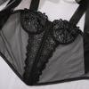 Summer Lace Flowers Embroidery Lingerie Women Tight Corset Sexy Mesh Breathable Fish Bone Shapewear Bow Sling Low Collar Tops