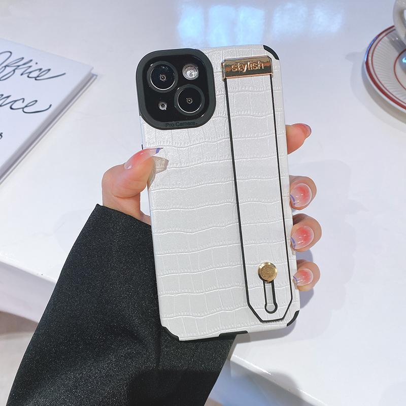 

Luxury Soft TPU Crocodile Leather Wristband Holder Shockproof Phone Case For IPhone 15 Pro Max 13 12 11 14 Pro Max Bumper Cover For iPhone 12