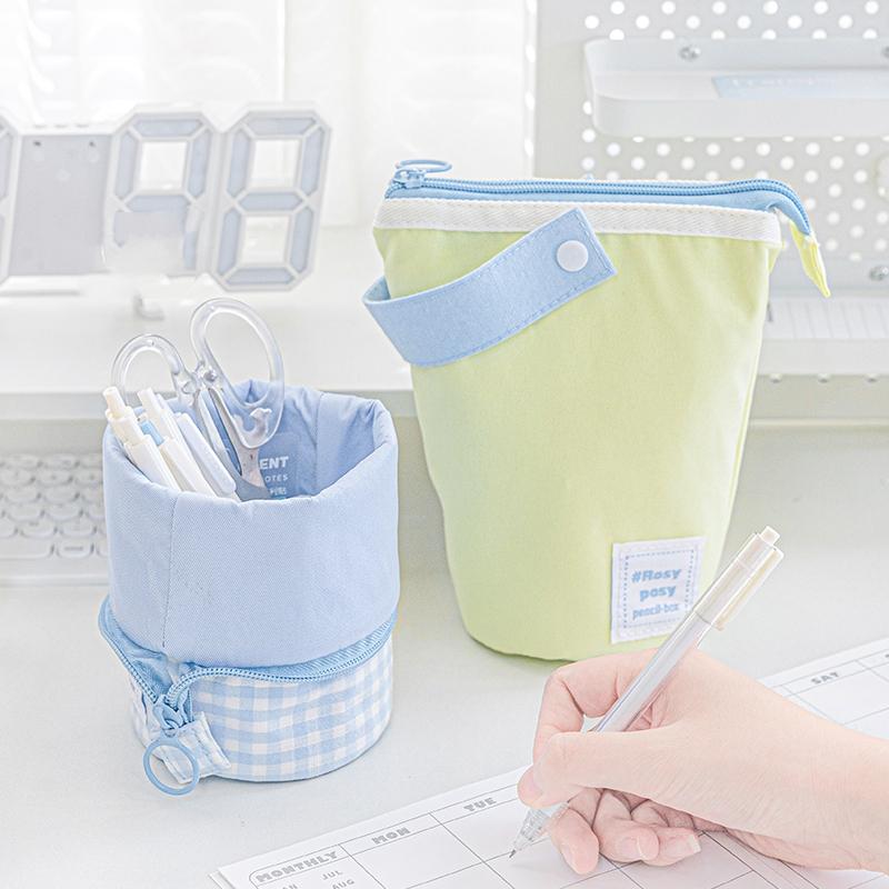 Milky Box Pokrowiec na ołówki i długopisy Kontrastowy składany stojak z uchwytem na długopisy Kieszonkowy woreczek do przechowywania na stole Szkolny