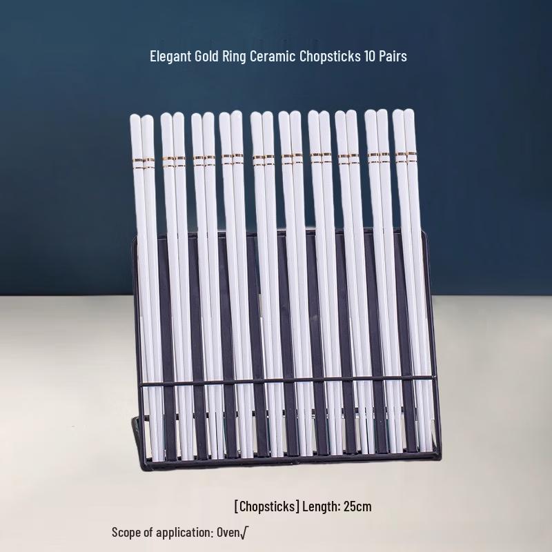 Elegant Jingdezhen Bone China Chopsticks Set with Gold Ring